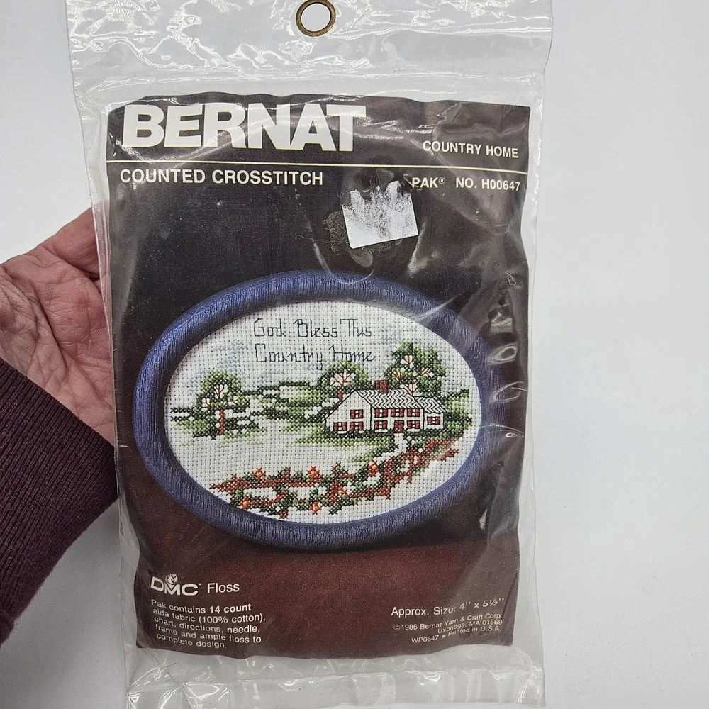 Vtg 1986 Bernat Counted Cross-stitch Country Home #H00647 New Sealed